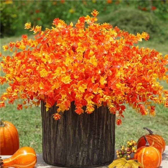 Artificial Fake Mums Fall Flowers Plants for Outdoor Outside Autumn Decor - Picture 4 of 7